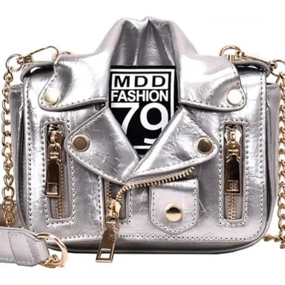 Mini Sized Jacket Shaped Handbag In Silver - Picture 2 of 7